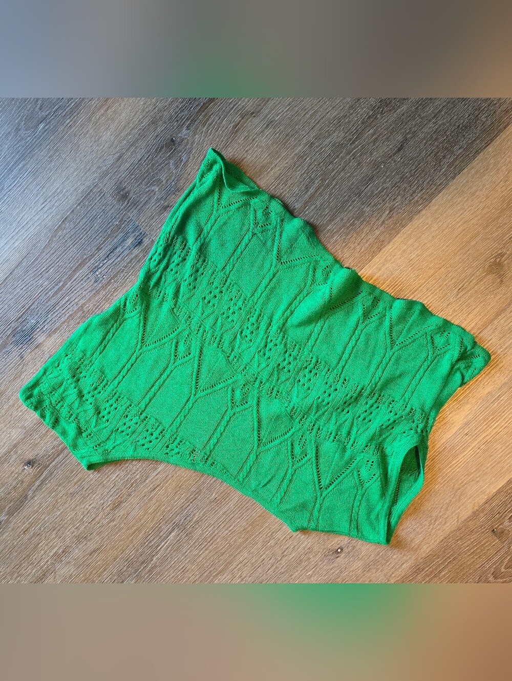 Green Knit One-Shoulder  Top